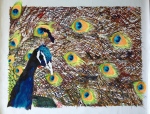 Peacocks, mix media on canvas, April 2015, 80x60